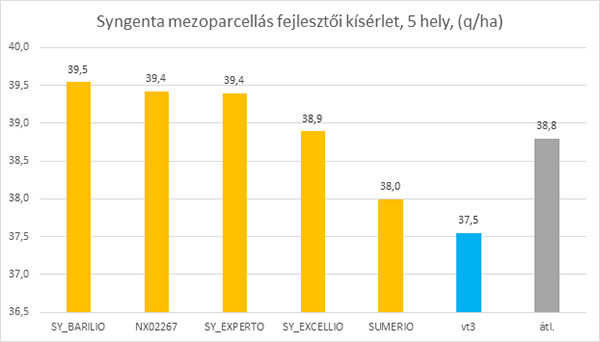 Syngenta mezoparcellás fejlesztői kísérlet, HO hibridek, Magyarország 2021, (5 helyszín) 
