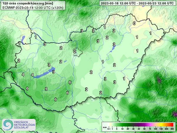 120 órás csapadéktérkép - 2023.05.19.